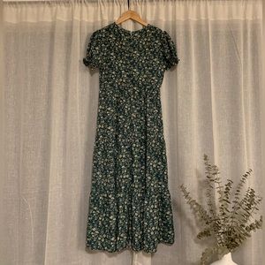 Dark green floral maxi dress